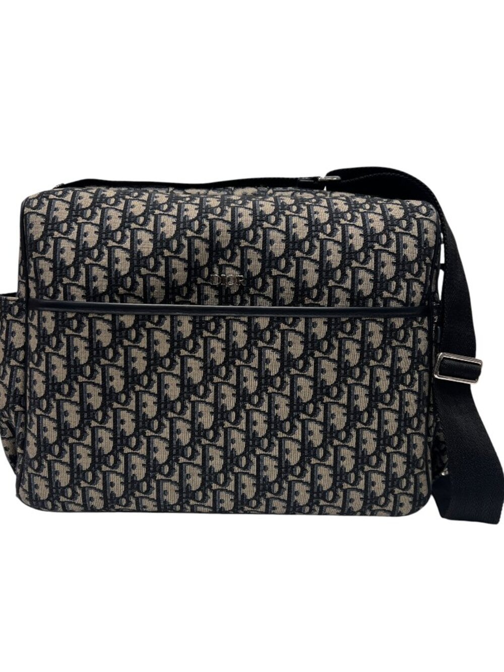 $3300 Dior Blue Beige Oblique Canvas Shoulder Baby Diaper Bag